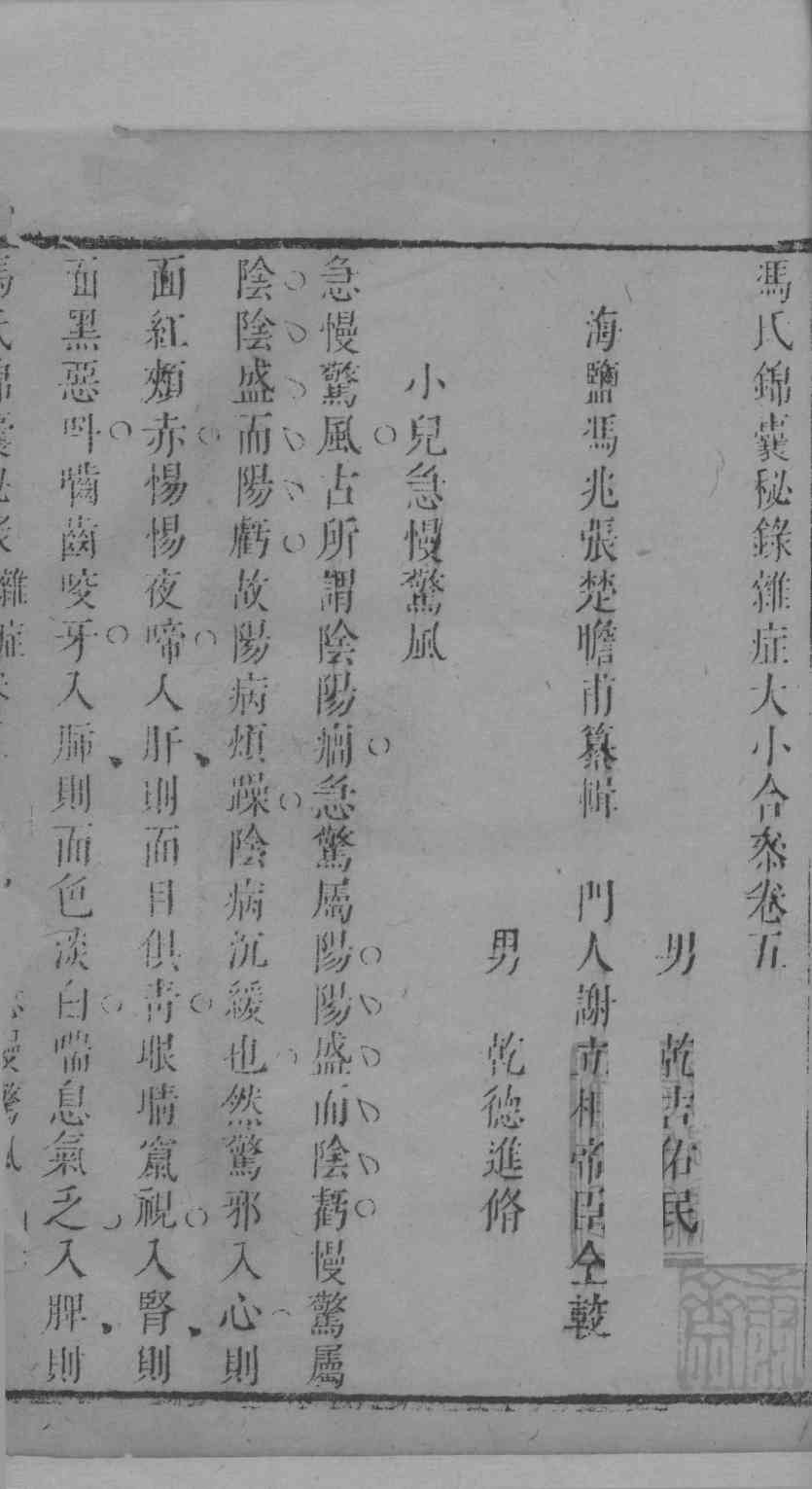 冯氏锦囊秘录杂症大小合叅  卷5  1